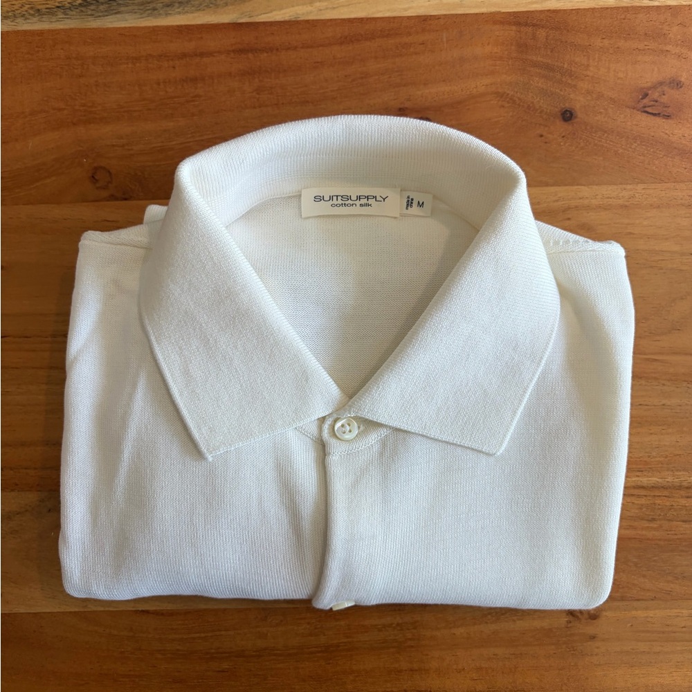 NWOT Suitsupply Button Up White Cotton Polo